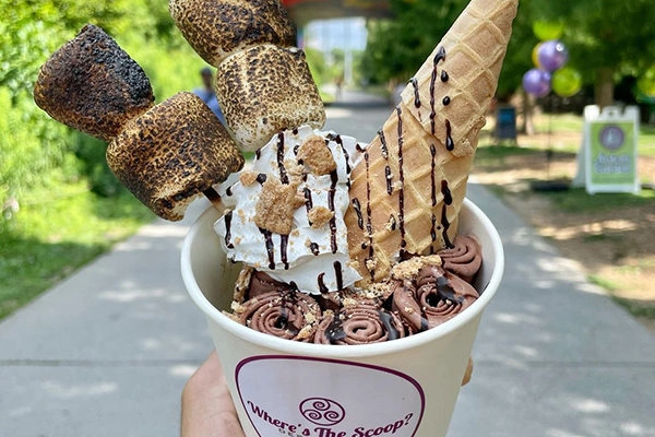 Rolled Ice Cream sundae from Where's the Scoop. | Multiple Locations