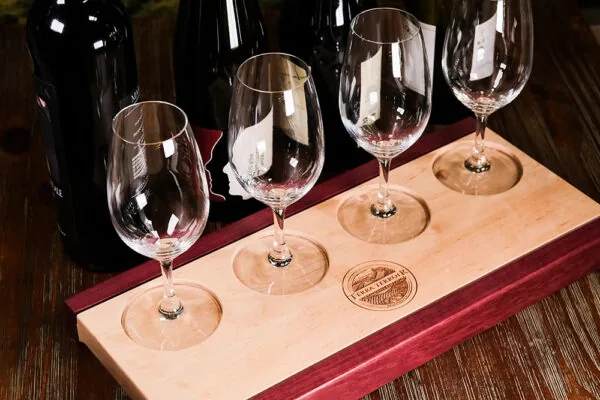 Empty wine flight at Terra Terroir. | 3974 Peachtree Rd, Atlanta, GA 30319