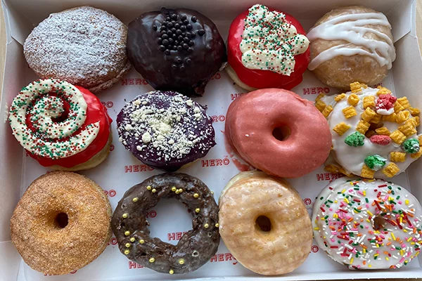 A dozen donuts of varying shapes, colors, and toppings | 33 Georgia Ave SE, Atlanta, GA 30312