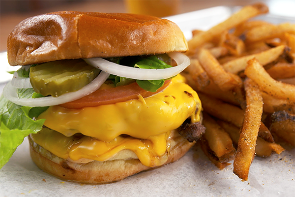 The Village Burger - a double cheeseburger - from Village Burger.